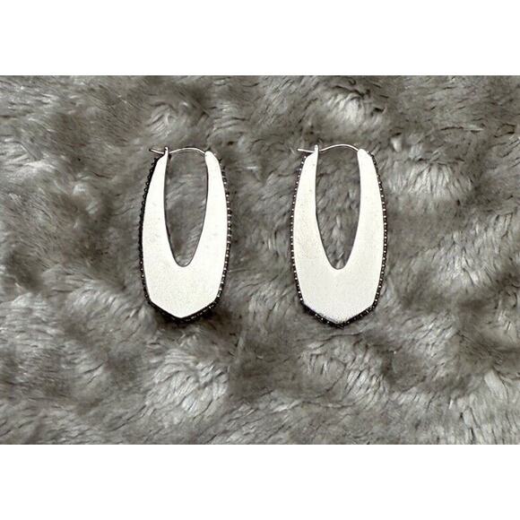 Kendra Scott Adeline Cubic Zirconia Pave Silver Tone Hoop Earrings - Picture 4 of 6